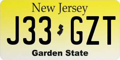 NJ license plate J33GZT
