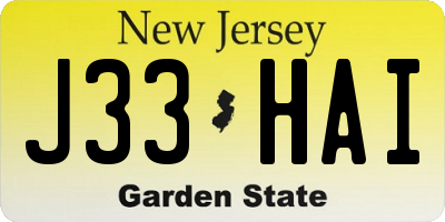 NJ license plate J33HAI