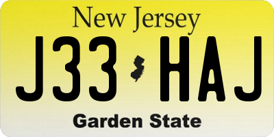 NJ license plate J33HAJ