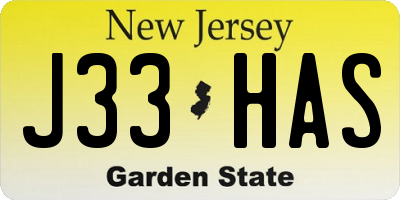 NJ license plate J33HAS