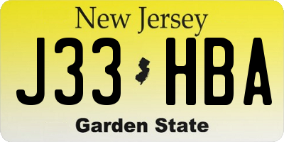 NJ license plate J33HBA