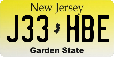 NJ license plate J33HBE