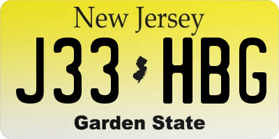 NJ license plate J33HBG