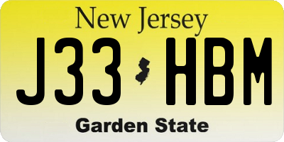 NJ license plate J33HBM