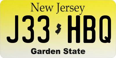 NJ license plate J33HBQ