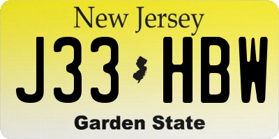 NJ license plate J33HBW