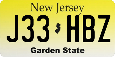NJ license plate J33HBZ