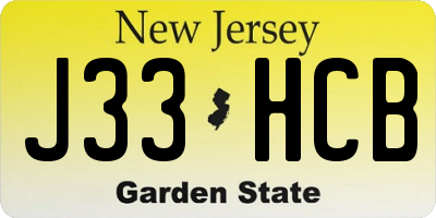 NJ license plate J33HCB