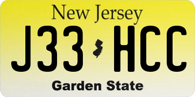 NJ license plate J33HCC