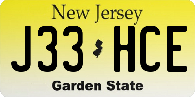 NJ license plate J33HCE