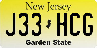 NJ license plate J33HCG