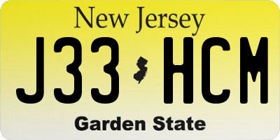 NJ license plate J33HCM