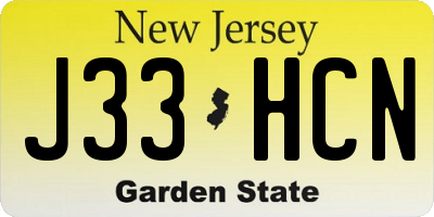 NJ license plate J33HCN