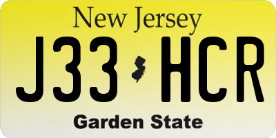NJ license plate J33HCR