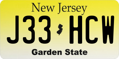 NJ license plate J33HCW