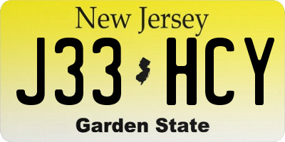 NJ license plate J33HCY