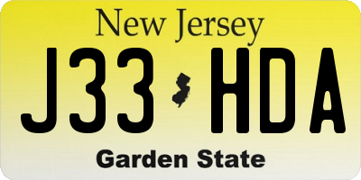 NJ license plate J33HDA