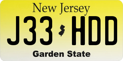 NJ license plate J33HDD