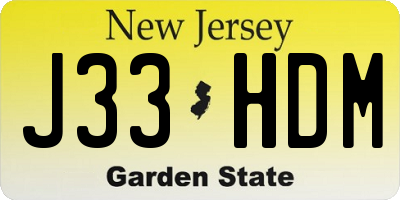 NJ license plate J33HDM