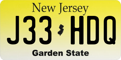 NJ license plate J33HDQ
