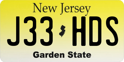 NJ license plate J33HDS