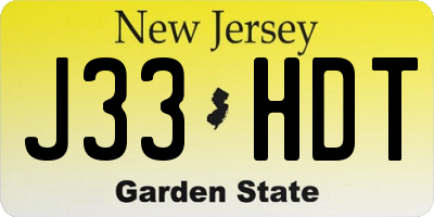 NJ license plate J33HDT