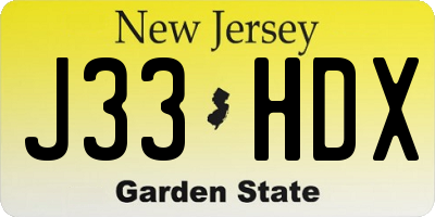 NJ license plate J33HDX