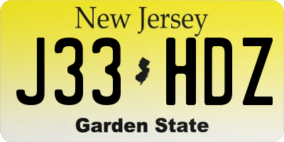 NJ license plate J33HDZ
