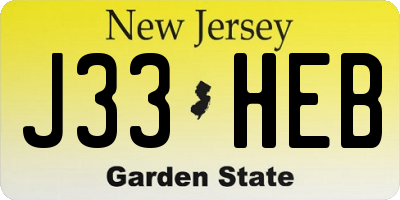 NJ license plate J33HEB