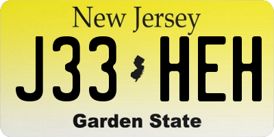 NJ license plate J33HEH