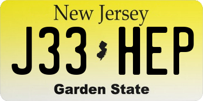 NJ license plate J33HEP