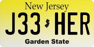 NJ license plate J33HER