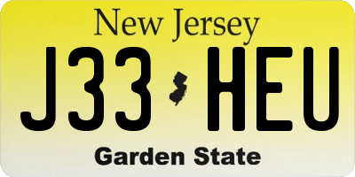 NJ license plate J33HEU