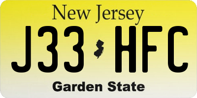 NJ license plate J33HFC