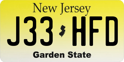 NJ license plate J33HFD