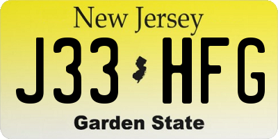 NJ license plate J33HFG