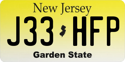 NJ license plate J33HFP