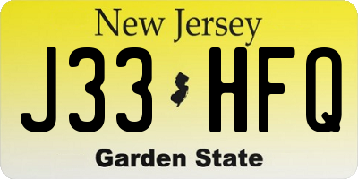 NJ license plate J33HFQ