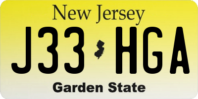 NJ license plate J33HGA