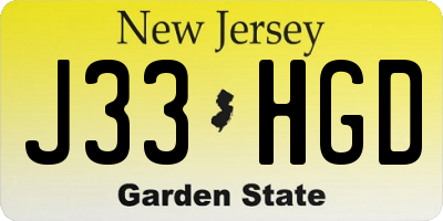 NJ license plate J33HGD