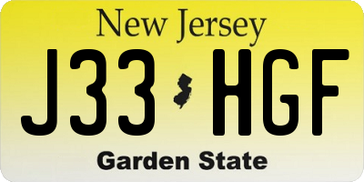 NJ license plate J33HGF