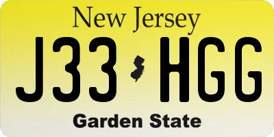 NJ license plate J33HGG