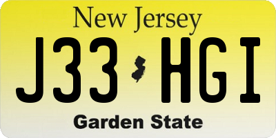 NJ license plate J33HGI