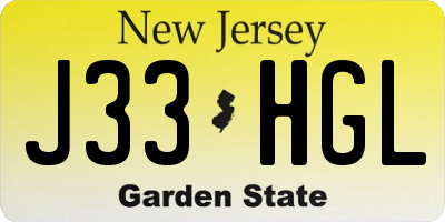 NJ license plate J33HGL