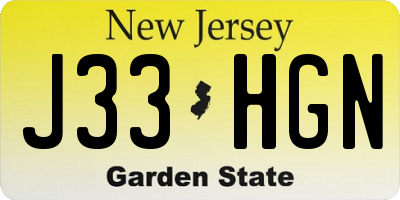 NJ license plate J33HGN