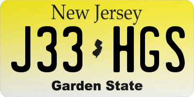 NJ license plate J33HGS