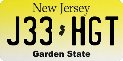 NJ license plate J33HGT