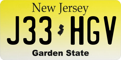 NJ license plate J33HGV