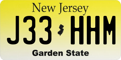 NJ license plate J33HHM