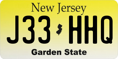 NJ license plate J33HHQ